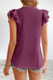 RomiLdi Casual Simplicity Solid Flounce V Neck T-Shirts(5 Colors)