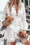 rRomildi Casual Vacation Solid Lace Embroidered Swimwears Cover Up