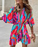 rRomildi Bat Sleeve V Neck Irregular Hem Beach Dress Summer Holiday Boho Dresses