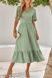 rRomildi Sweet Elegant Solid Solid Color V Neck A Line Dresses