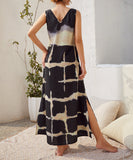 rRomildi Abstract Printing Sleeveless Side Split Dress