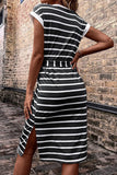 rRomildi Casual Simplicity Striped Frenulum Printed Dresses