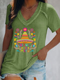 rRomildi Cinco de Mayo Fashion Print Short Sleeve Top