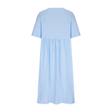 rRomildi Women's Cotton Linen Dress Crew Neck Short Sleeve Midi Linen Dress