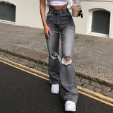 rRomildi Women's Denim Jeans Wide-Leg Ripped Bootcut Jeans Flared Jeans High Street Style