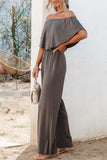 RomiLdi Casual Daily Solid Solid Color Off the Shoulder Regular Jumpsuits