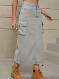 rRomildi Women's Denim Dresses Cargo Skirt Drawstring Design Skirts