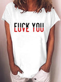 rRomildi Women's F*ck You Love You Print Casual T-Shirt