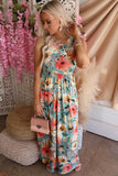 RomiLdi Boho Print Sleeveless High Waist Long Floral Dress