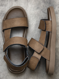 rRomildi Men's Summer Sandals Touch-Strap Open-Toe PU Sandals
