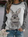 RomiLdi Women's Bunny Print Casual Sweatshirt