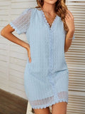 rRomildi V-neck Casual Short-sleeved Lace Straight Dress