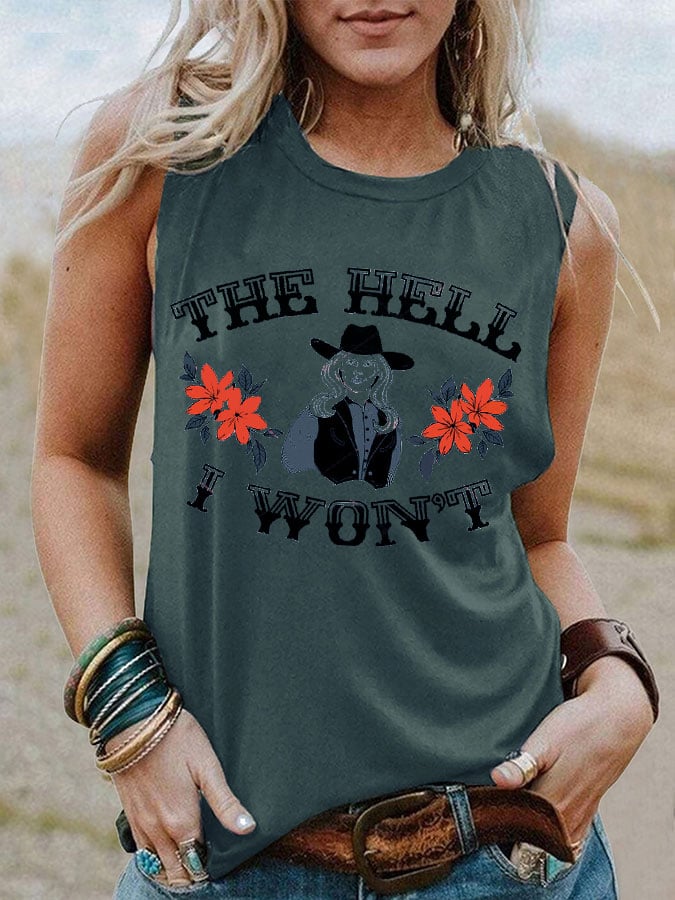rRomildi Women's THE HELL I WON'T Lettered Western Style Casual Vest
