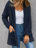 RomiLdi Women's Cardigan Coat Solid Color Fleece Light Weight Open Front Cardigan with Pocket 4Colors