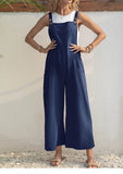 rRomildi Women's Casual Jumpsuits Solid Color Overall Jumpsuit