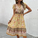 RomiLdi Women's Boho Dress Summer V-Neck Floral Print Dress