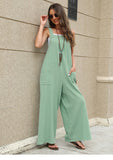 rRomildi Women's Casual Loose Jumpsuits Solid Color Overall Jumpsuit with Pocket