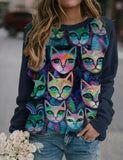 RomiLdi Womens Cute Black Cat Print Crew Neck Casual Trendy T-Shirt Top