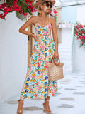 RomiLdi 2023 Spring Dress Backless V Neck Floral Print Slit Dress