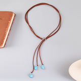 rRomildi Women's Western Turquoise Pendant Leather Necklace Vintage Ethnic Necklace