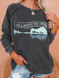 RomiLdi Hippie Guitar Lake Whisper Words Of Wisdom Let It Be Fashionable Print Long Sleeve Sweatshirt