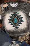 rRomildi Women's Cowgirl T-Shirt Aztec Geometric Leopard Print Short Sleeve T Shirt