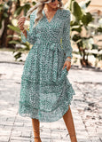 RomiLdi Women's Summer Dress Floral Print Casual V-neck 3/4 Sleeve Midi Dress