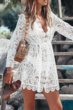 rRomildi Casual Vacation Solid Lace Embroidered Swimwears Cover Up