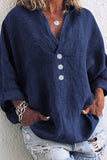 rRomildi Women's Cotton Linen Loose Plus Size Solid Shirt