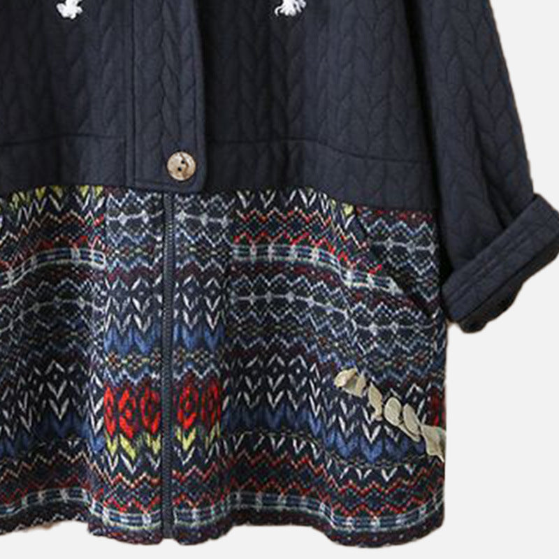 RomiLdi Womens Cotton Coat Vintage West Aztec Style Hoodie Coat Outerwear