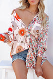 RomiLdi Sexy Floral Print V-Neck Loose Button Down Blouse Top Holiday Boho Shirt