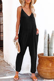 rRomildi Casual Solid Solid Color V Neck Loose Jumpsuits