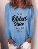 rRomildi Women's I'm The Oldest Sister, I Make The Rules  Letter Print T-shirt