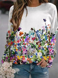 RomiLdi Women's Vintage Colorful Floral Printed Crew Neck Long Sleeve Loose Sweatshirts