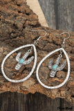 RomiLdi Turquoise Hollow Out Cactus Shape Dangling Earrings