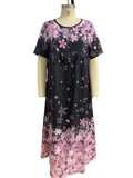 rRomildi Women's Casual Dresses Crew Neck Front Button Leaf Floral Print Midi Dress for Holiday
