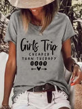 RomiLdi 2023 Girls Trip Print Casual Loose Crew Neck Women's T-Shirt