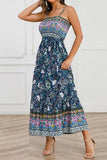rRomildi Women's Beach Dress Bohemian Boho Floral Print Spaghetti Strap Dress
