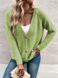 RomiLdi Women's Solid Color Sweater Cardigan Loose V-Neck Knitted Sweater