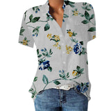rRomildi Women's Casual Floral Shirts V-Neck Loose Floral Print Blouse Top