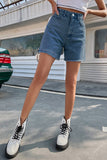 rRomildi Casual Solid Make Old High Waist Straight Denim Shorts