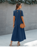 RomiLdi Asymmetrical Navy Blue Boho Dress