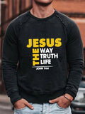 RomiLdi Men's Jesus The Way The Truth The Life Print Long Sleeve Top