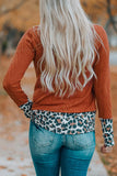 RomiLdi Leopard Patch Cowl Neck Top