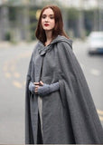 New Women's Cloaks High Quality Solid Vintage Thick Hood Floor-Length Medieval Long Cape Hoods Overcoats Long Cloak