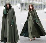 New Women's Cloaks High Quality Solid Vintage Thick Hood Floor-Length Medieval Long Cape Hoods Overcoats Long Cloak