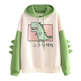 Hoodies Women Sweatshirt Japanese Style Kawaii Cartoon Dinosaur Hooded Autumn Spring Pullovers For Girls Top Sudadera Mujer