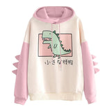 Hoodies Women Sweatshirt Japanese Style Kawaii Cartoon Dinosaur Hooded Autumn Spring Pullovers For Girls Top Sudadera Mujer