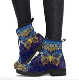 Romildi Martin Boots Women's Autumn and Winter Fashion Women's Tooling Boots Skull and Flower Print High-top Boots Ladies