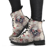 Romildi Martin Boots Women's Autumn and Winter Fashion Women's Tooling Boots Skull and Flower Print High-top Boots Ladies